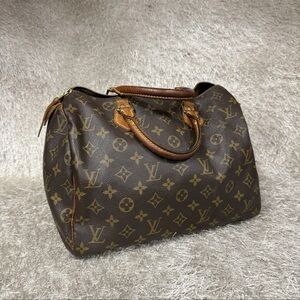 Louis Vuitton Speedy  Monogram Handbag Brown PVC Leather
